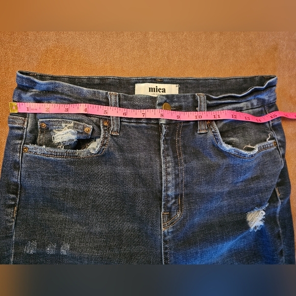 Mica Los Angeles High Rise Distressed Raw Hem Dark Wash Skinny Jeans Size 29 - Picture 11 of 14